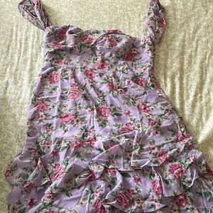 Purple Floral MIDI Dress